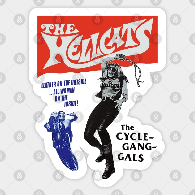 The Hellcats Retro Cult Classic Outlaw Biker Design Sticker by darklordpug